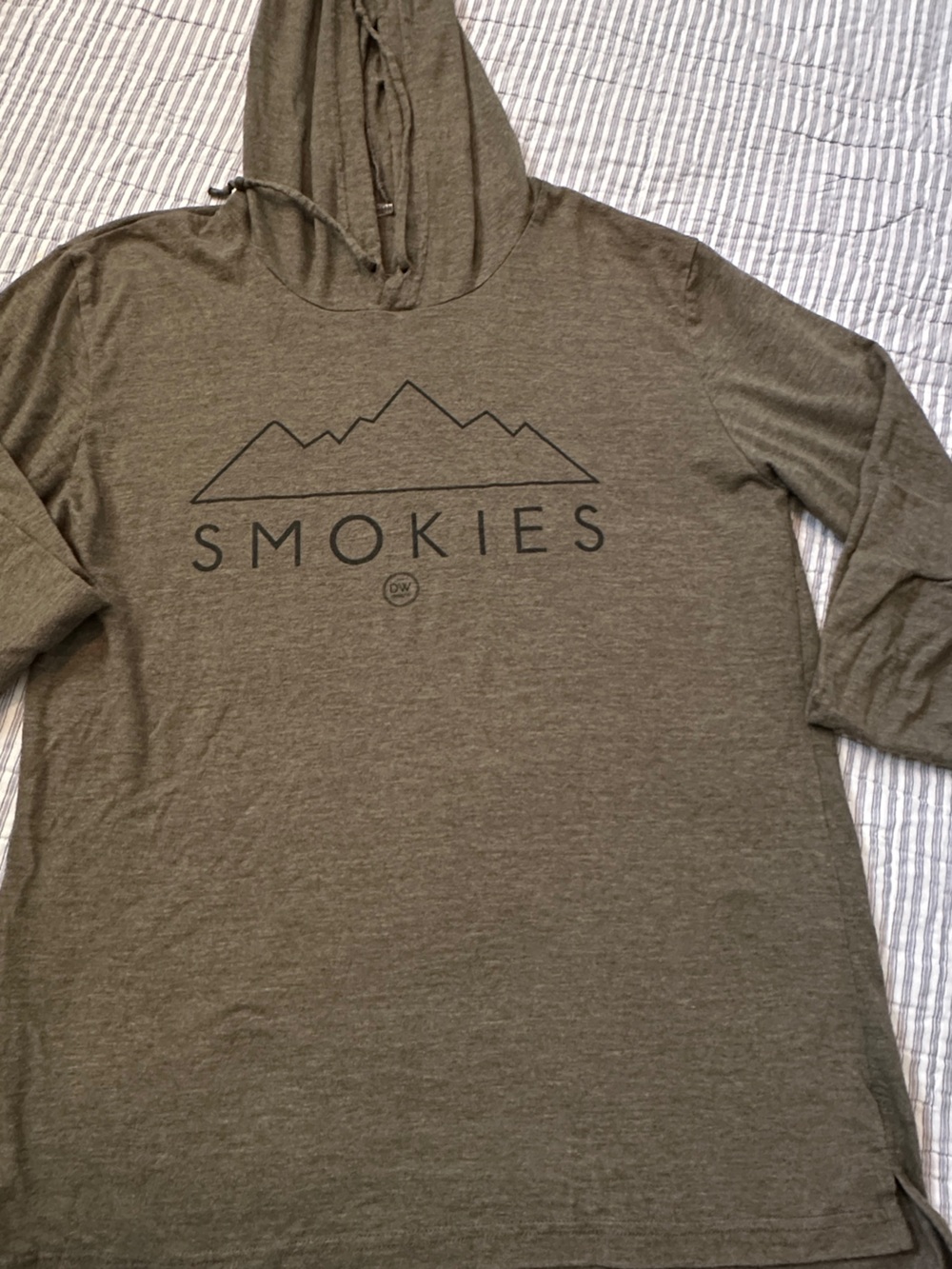 Smokies Green Hooded Long-Sleeve Tee Lightweight Smoky Mountains Tennessee NC